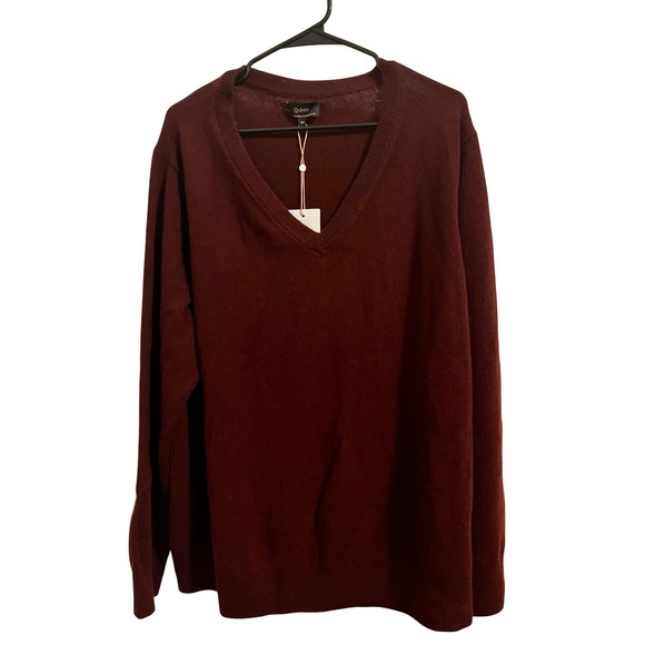 Quince 100% Mongolian Cashmere V-Neck Sweater Burgundy 3X NWT - Picture 2 of 6
